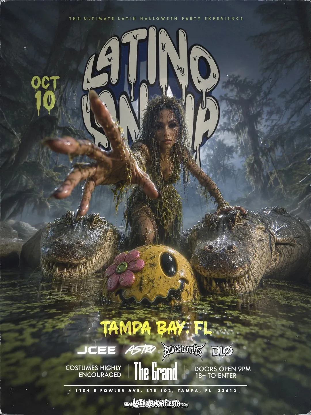 Latino Landia flyer for Tampa, FL, Saturday, October 10, 2026