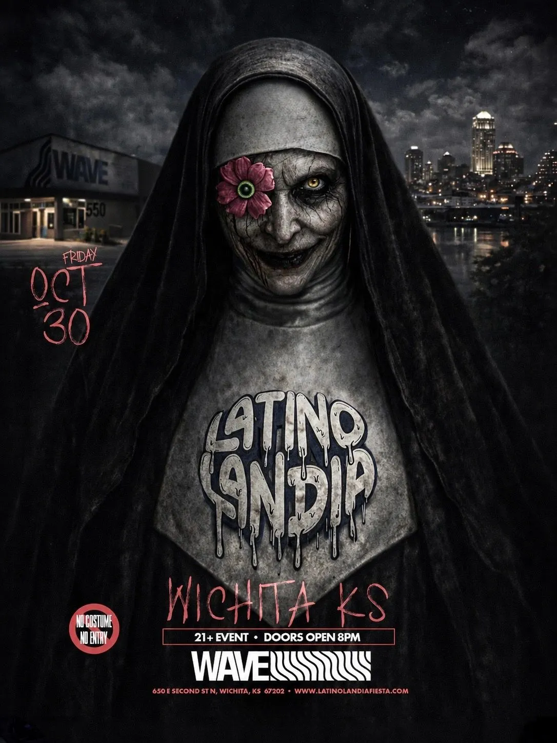 Latino Landia flyer for Wichita, KS, Friday, October 30, 2026